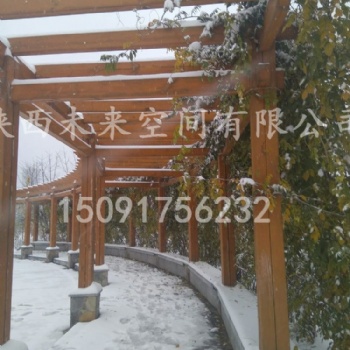 西安仿古廊架，實木廊架，景觀廊架，中式廊架