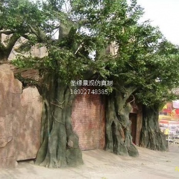 定制仿真榕樹大型榕樹葉室內(nèi)外布景人造裝飾假榕樹