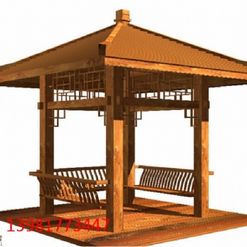 成都仿古亭子，實(shí)木四角亭子廠家