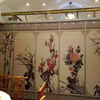 呼和浩特餐廳包房壁畫類活動屏風，供應呼和浩特周邊活動隔斷