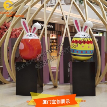 商業(yè)廣場彩蛋雕塑 玻璃鋼創(chuàng)意卡通圓形公仔 復(fù)活節(jié)玻璃鋼創(chuàng)意卡通