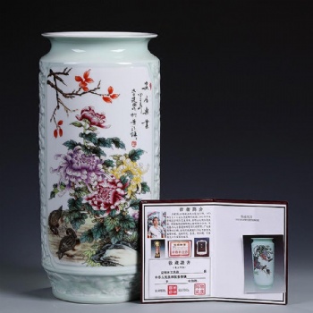 手繪小花瓶定制，景德鎮大師手繪花瓶純手工制作