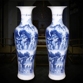 旅游景區寺廟落成禮品大花瓶，定做觀音寺裝飾擺件落地大花瓶