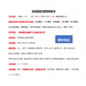 騰聯(lián)集團(tuán)告訴您深圳集團(tuán)注冊資料要求