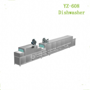 YZ-608全自動(dòng)大型商用洗碗機(jī)清洗烘干消毒一體機(jī)廠家