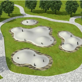 公園里的新式游樂設(shè)備蹦蹦云，沙窩蹦蹦云假期游玩好去處