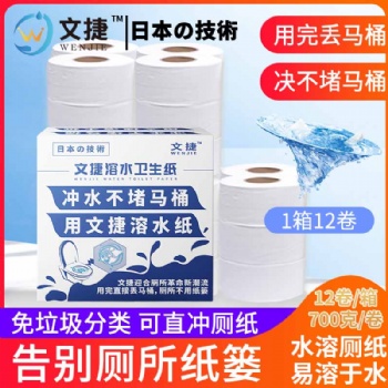 上海文捷紙衛(wèi)生紙沖水紙卷筒紙廁紙易容環(huán)保商務(wù)大盤紙1箱