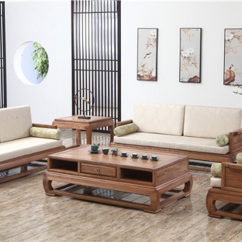 供應(yīng)濟(jì)寧 木言木語(yǔ)中式實(shí)木沙發(fā)黃菠蘿木藥木沙發(fā)