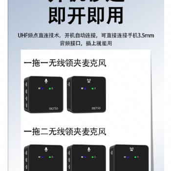 斯科雷無(wú)線小蜜蜂一拖二領(lǐng)夾式采訪自媒體直播錄音麥克風(fēng)30米接收范圍