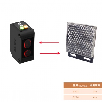 大深方型光電傳感器DS-GR21-E替換歐姆龍E3Z-B61回歸反射紅色光檢測(cè)距離500mm