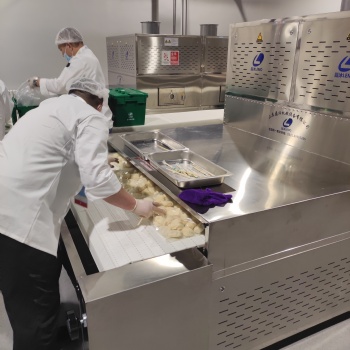 廣州沃斯特微波隧道式飯盒加熱設(shè)備定制自動化流水線加熱設(shè)備