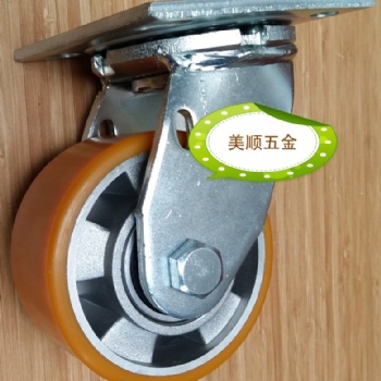 美順4系列4寸壓鑄鋁芯包PU物流機(jī)械自動(dòng)化設(shè)備推車萬向腳輪