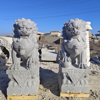 石雕青石石獅子一對(duì)家用庭院看門(mén)擺件漢白玉別墅祠堂門(mén)口大型石獅