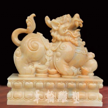 石雕貔貅一對(duì)家用庭院戶外招財(cái)鎮(zhèn)宅擺件門(mén)口漢白玉神獸石麒麟
